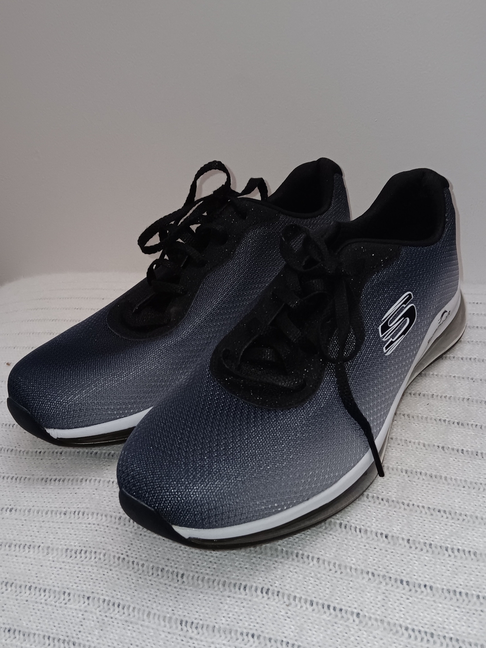 Skechers Women's Black to Gray Gradient Lace-Up Sneakers